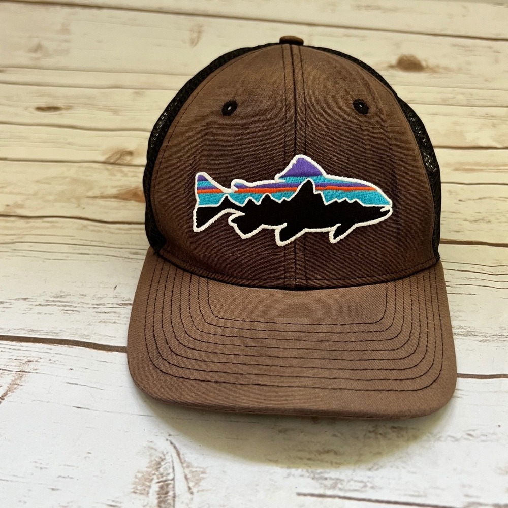Patagonia Trucker Hat Brown Fitz Roy Trout Mesh Snapback OSFA